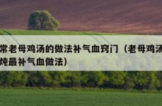 家常老母鸡汤的做法补气血窍门（老母鸡汤怎么炖最补气血做法）