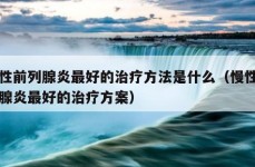 慢性前列腺炎最好的治疗方法是什么（慢性前列腺炎最好的治疗方案）