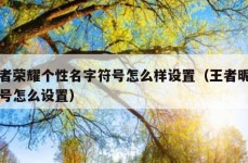 王者荣耀个性名字符号怎么样设置（王者昵称符号怎么设置）