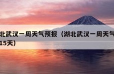 湖北武汉一周天气预报（湖北武汉一周天气预报15天）