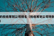 好的税收筹划公司排名（税收筹划公司特别赚钱）